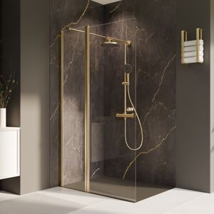 Duschwand 'Elana 2.0' mit beweglichem Element, links, goldfarben, 100 x 200 cm