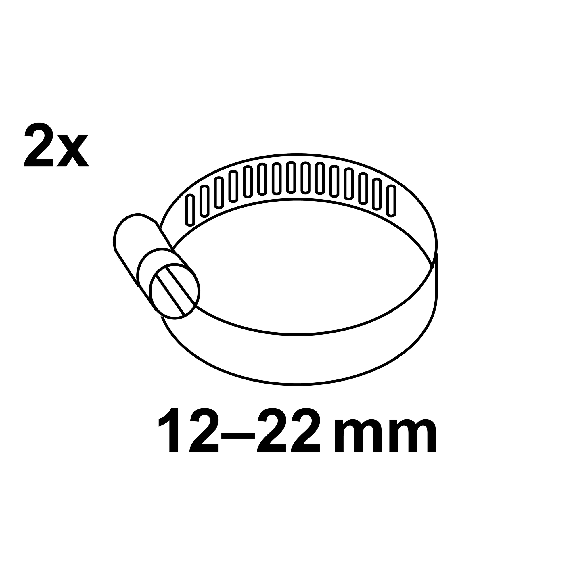 Schlauchklemme Edelstahl Ø 12 - 22 mm, 2 Stück