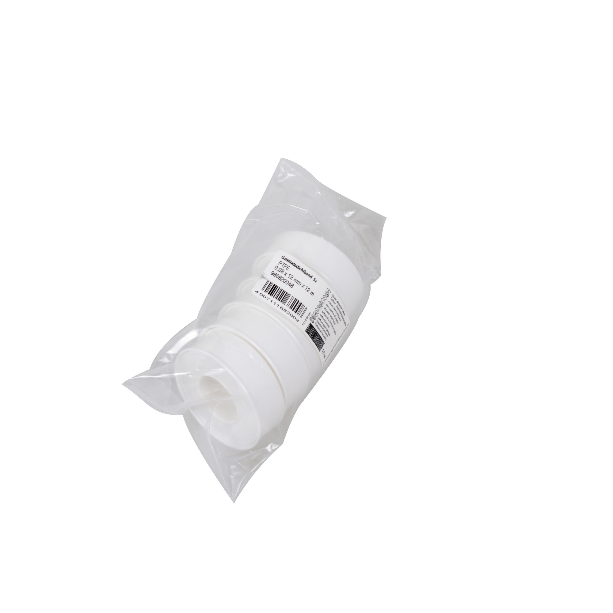 PTFE-Gewindedichtband weiß 0,08 x 12 mm x 12 m, 5 Stück
