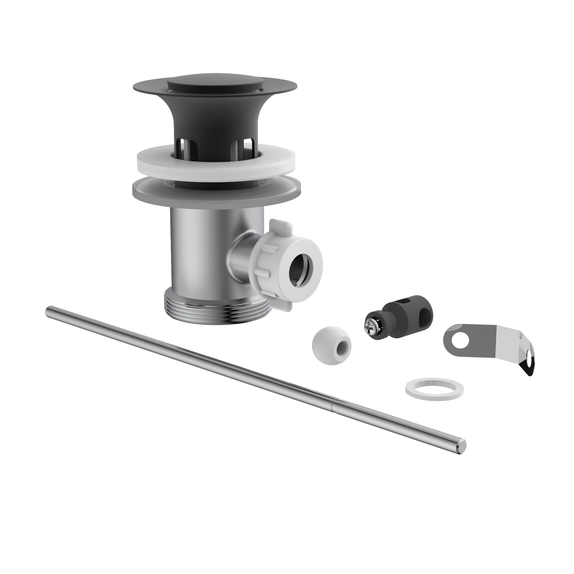 Exzentergarnitur schwarz matt 1 1/4", für Waschtisch