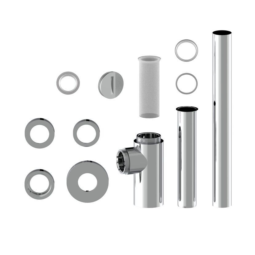 Design-Flaschensiphon Kunststoff verchromt 1 1/4'' x 32 mm