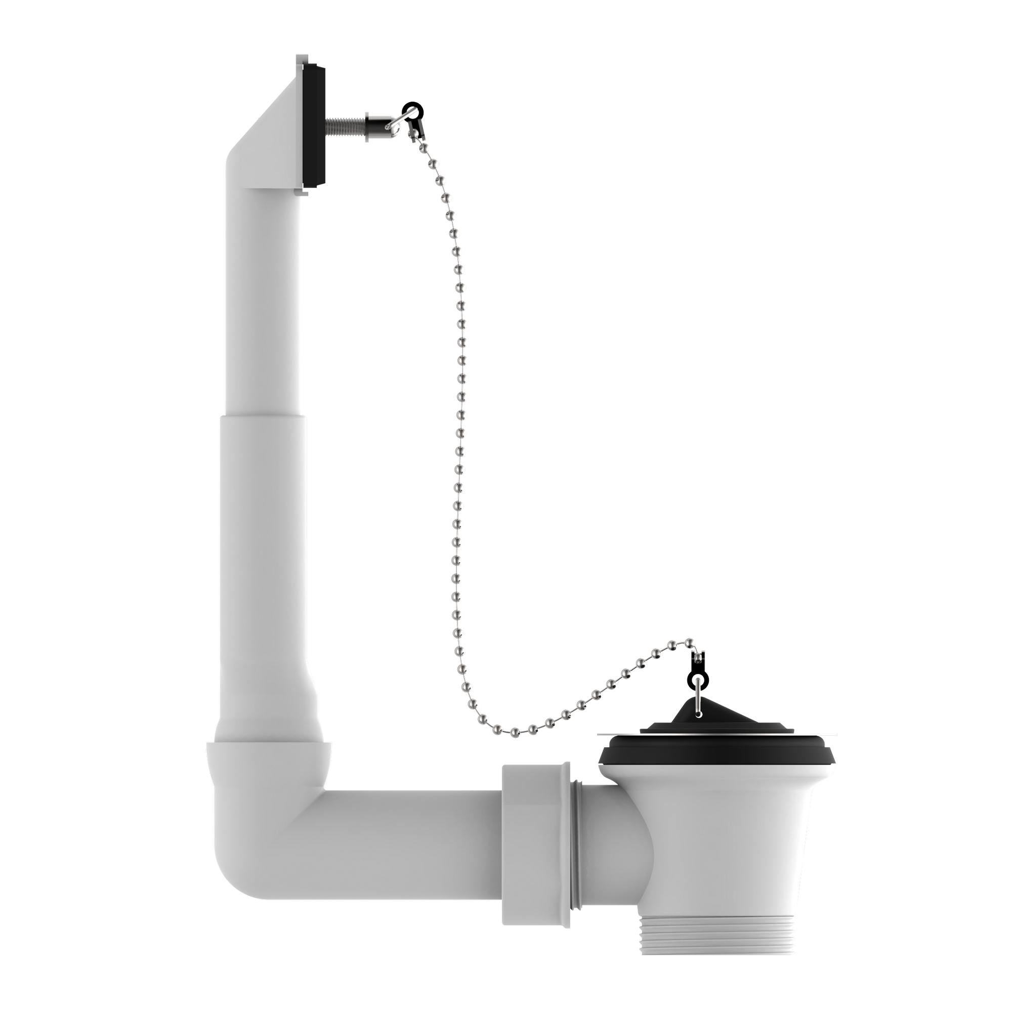 Spülen-Ab- und Überlaufgarnitur weiß 1 1/2" AG x 70 mm höhenverstellbar, Überlauf seitlich