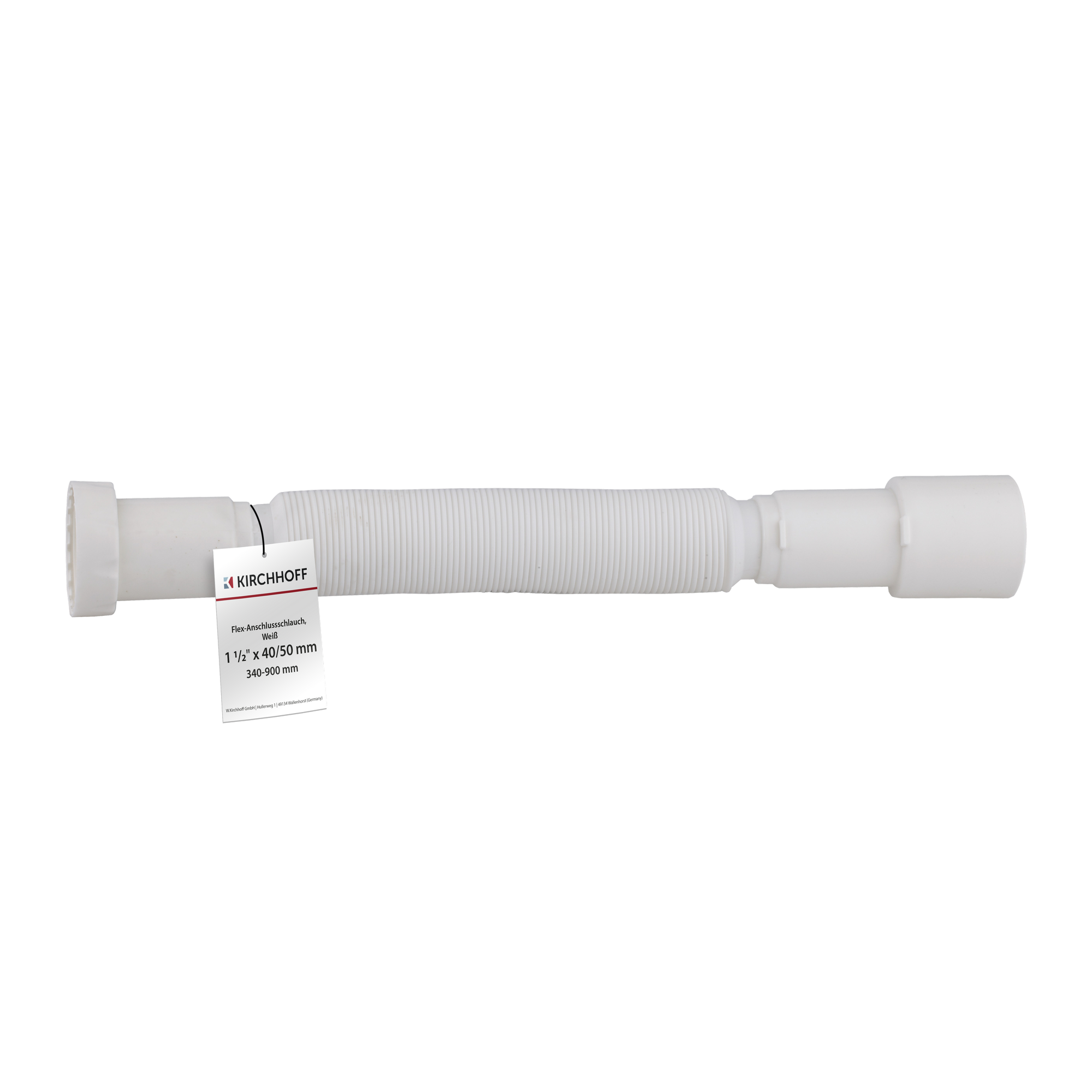 Anschlussrohr 'Magic Pipeflex' weiß 1 1/2" IG x 40/50 mm, 340-900 mm