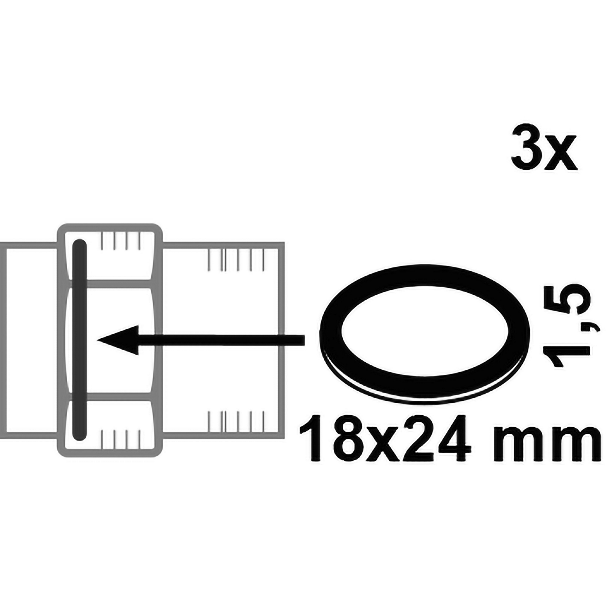 Verschraubungsdichtung Vulkanfiber Ø 18 x 24 x 1,5 mm für 3/8", 3 Stück