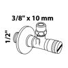 Eckventil 'Benkiser' chromfarben 1/2" x 3/8" x 10 mm mit Schubrosette und Filter