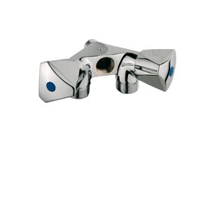 Doppel-GA-Wandventil verchromt 1/2 "AG x 3/4" AG x 1/2" IG, mit Rückflussverhinderer
