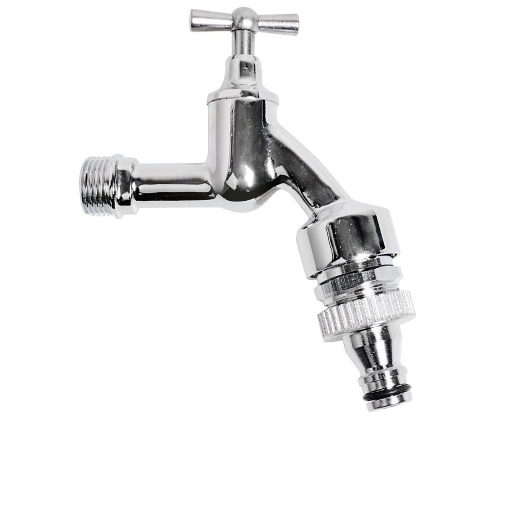 Außenwasserhahn Messing verchromt 1/2"AG x Gardena Klick