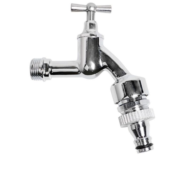 Außenwasserhahn Messing verchromt 1/2"AG x Gardena Klick