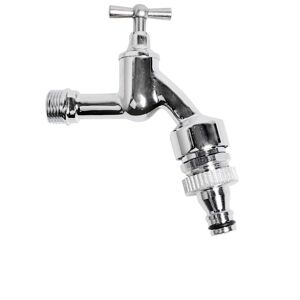 Außenwasserhahn Messing verchromt 1/2"AG x Gardena Klick