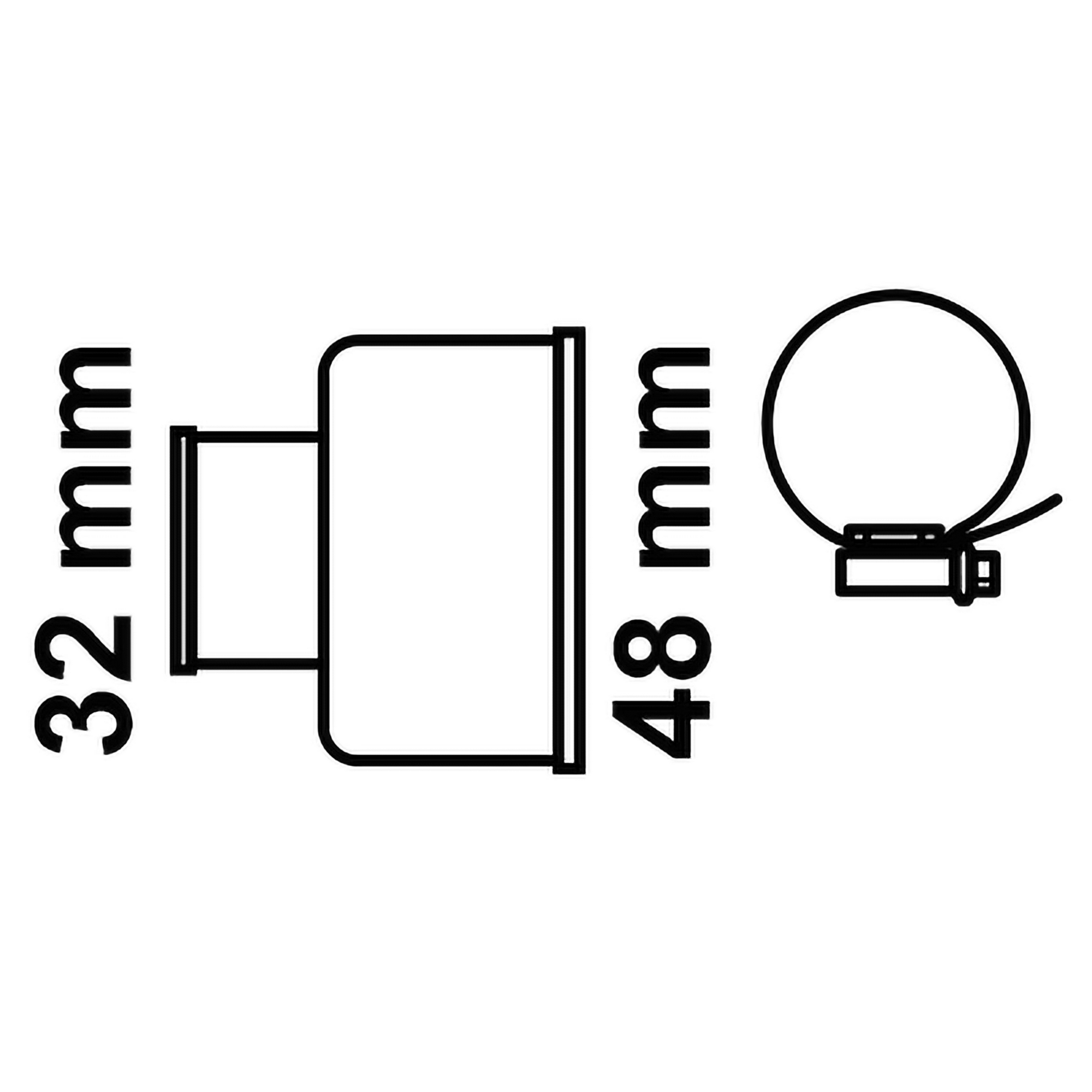 WC-Verbinder mit Schlauchklemme 3 x 48 mm