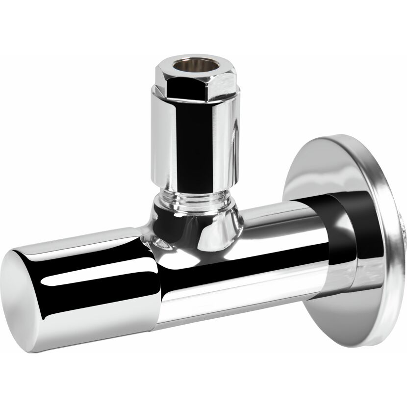 Design-Eckventil chromfarben 1/2" rund, 2 Stück
