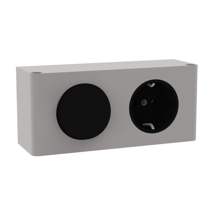 Elektrobox mit Schalter und Steckdose grau
