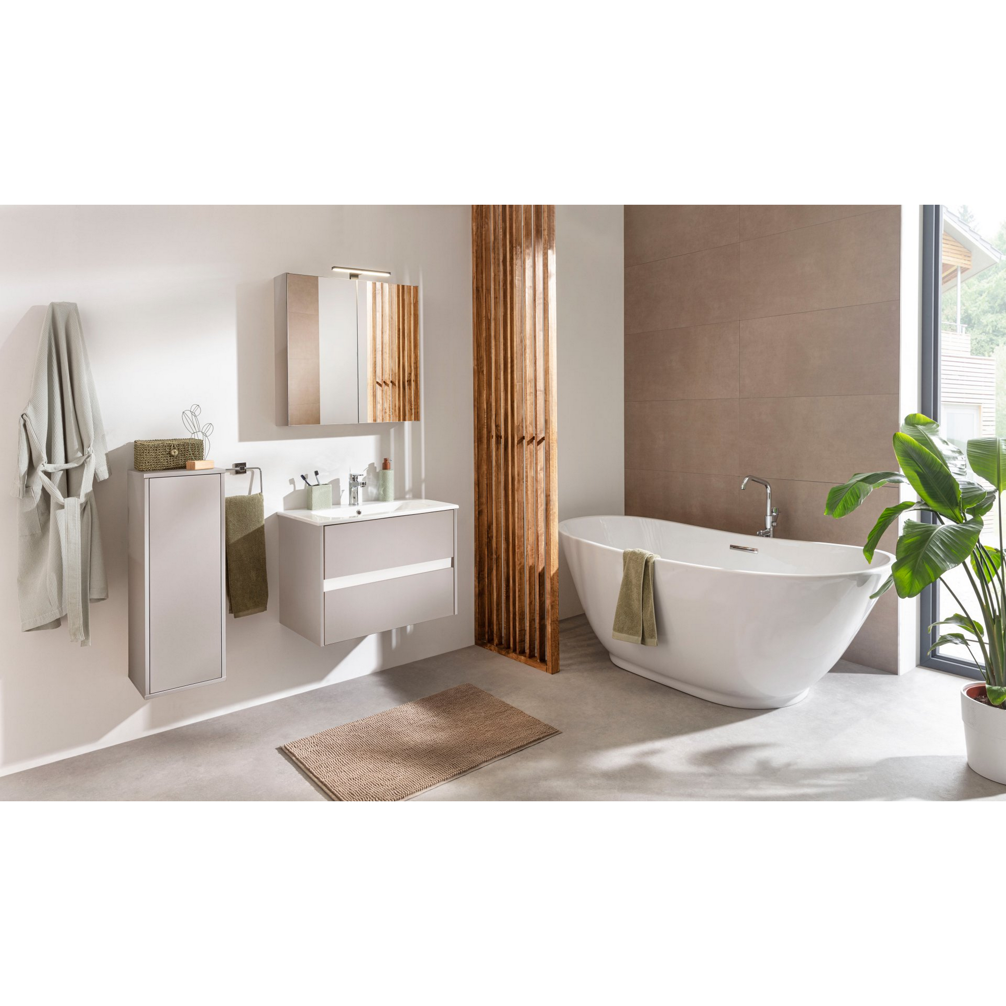 Waschbecken mit Unterschrank 'Compact Line' kaschmir 71 x 51,5 x 46,5 cm