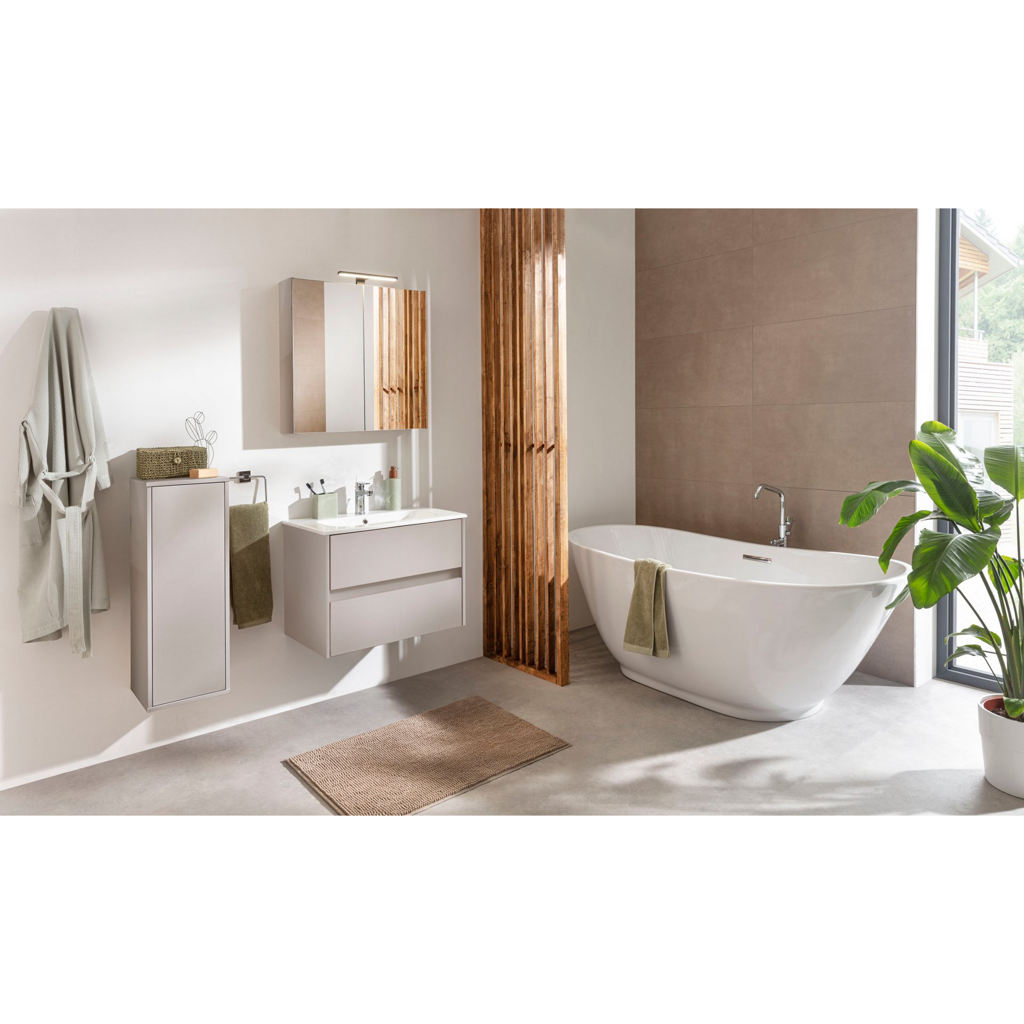 Waschbecken mit Unterschrank 'Compact Line' kaschmir 71 x 51,5 x 46,5 cm
