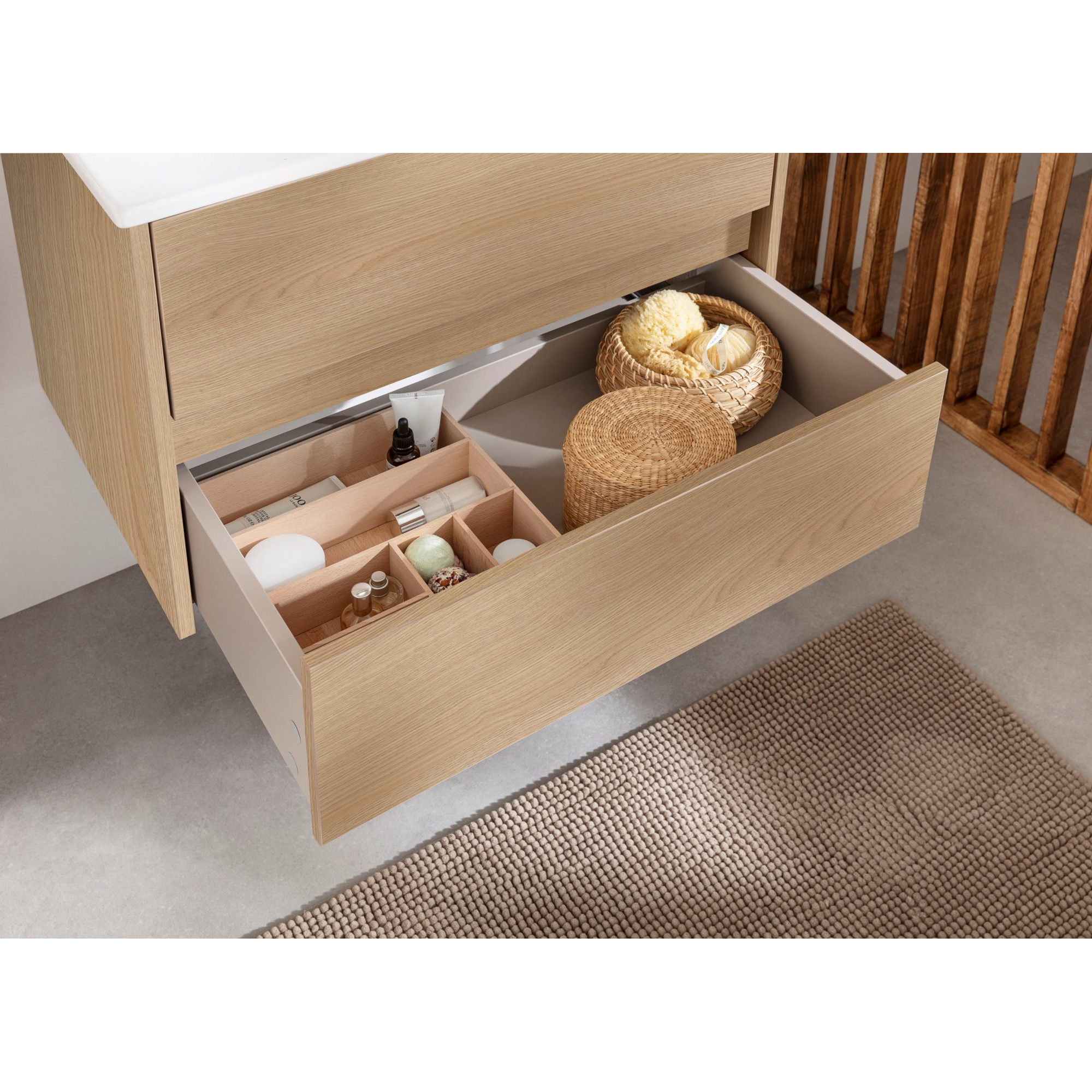 Waschbecken mit Unterschrank 'Compact Line' eichefarben 71 x 51,5 x 46,5 cm