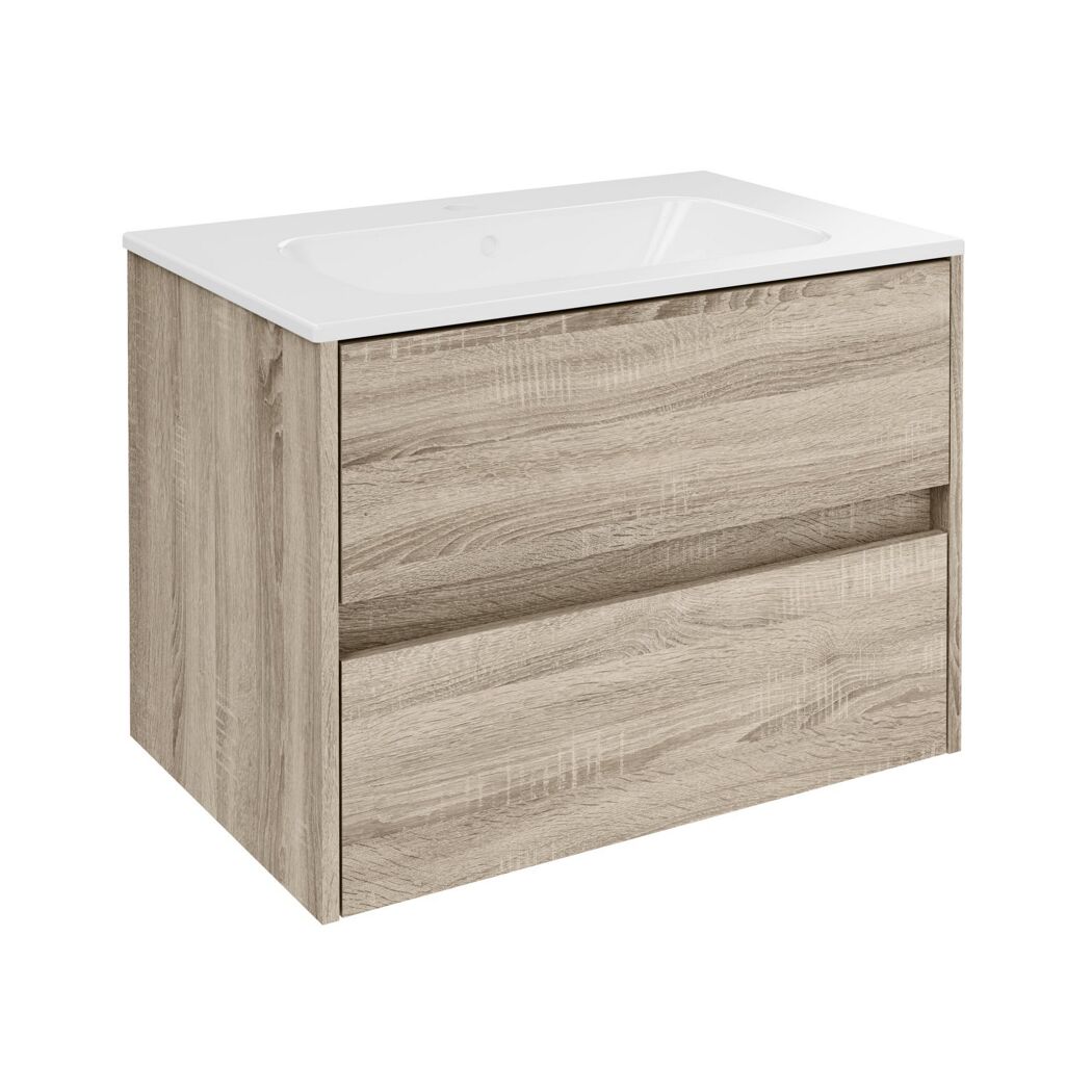 Waschbecken mit Unterschrank 'Compact Line' braun 71 x 51,5 x 46,5 cm