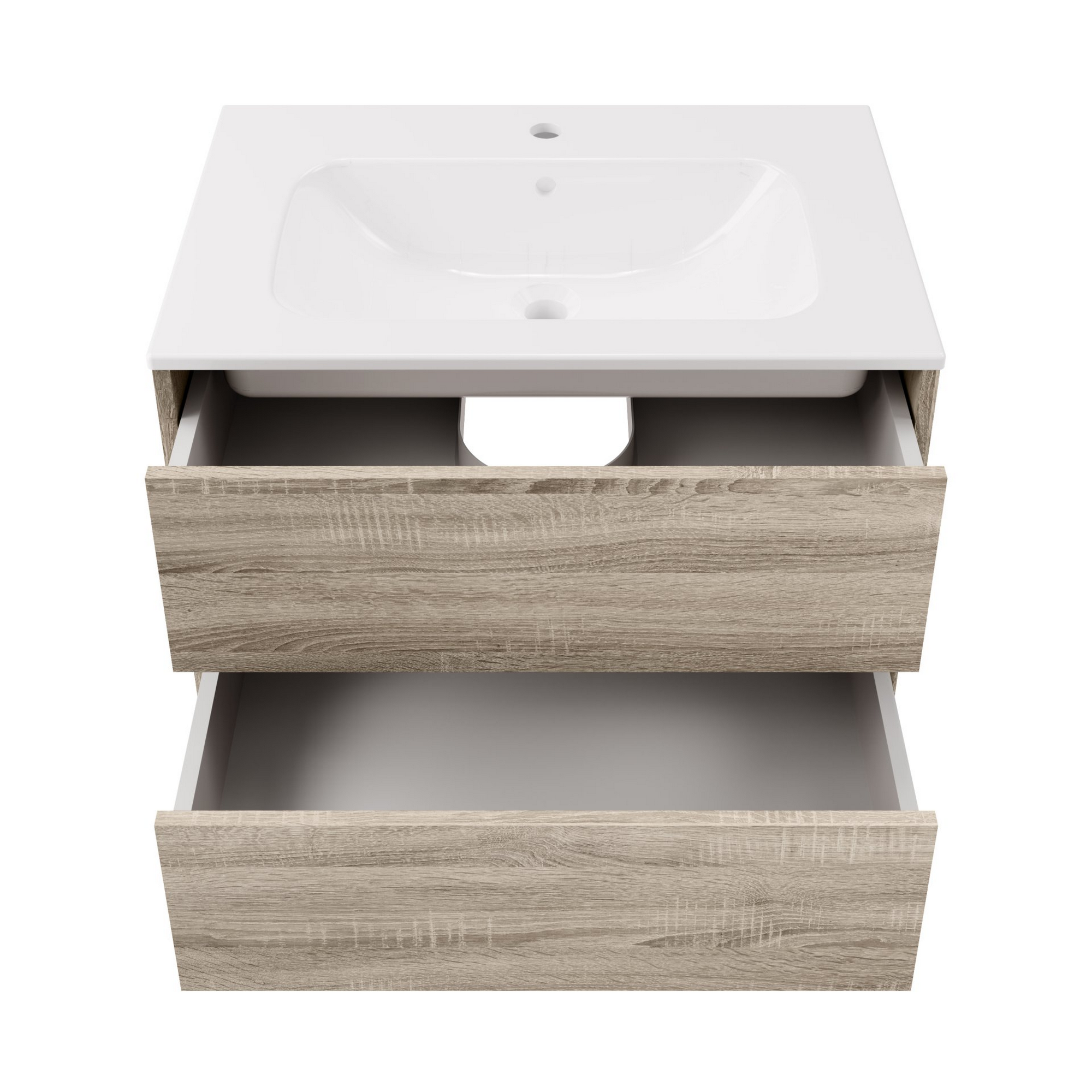 Waschbecken mit Unterschrank 'Compact Line' braun 71 x 51,5 x 46,5 cm