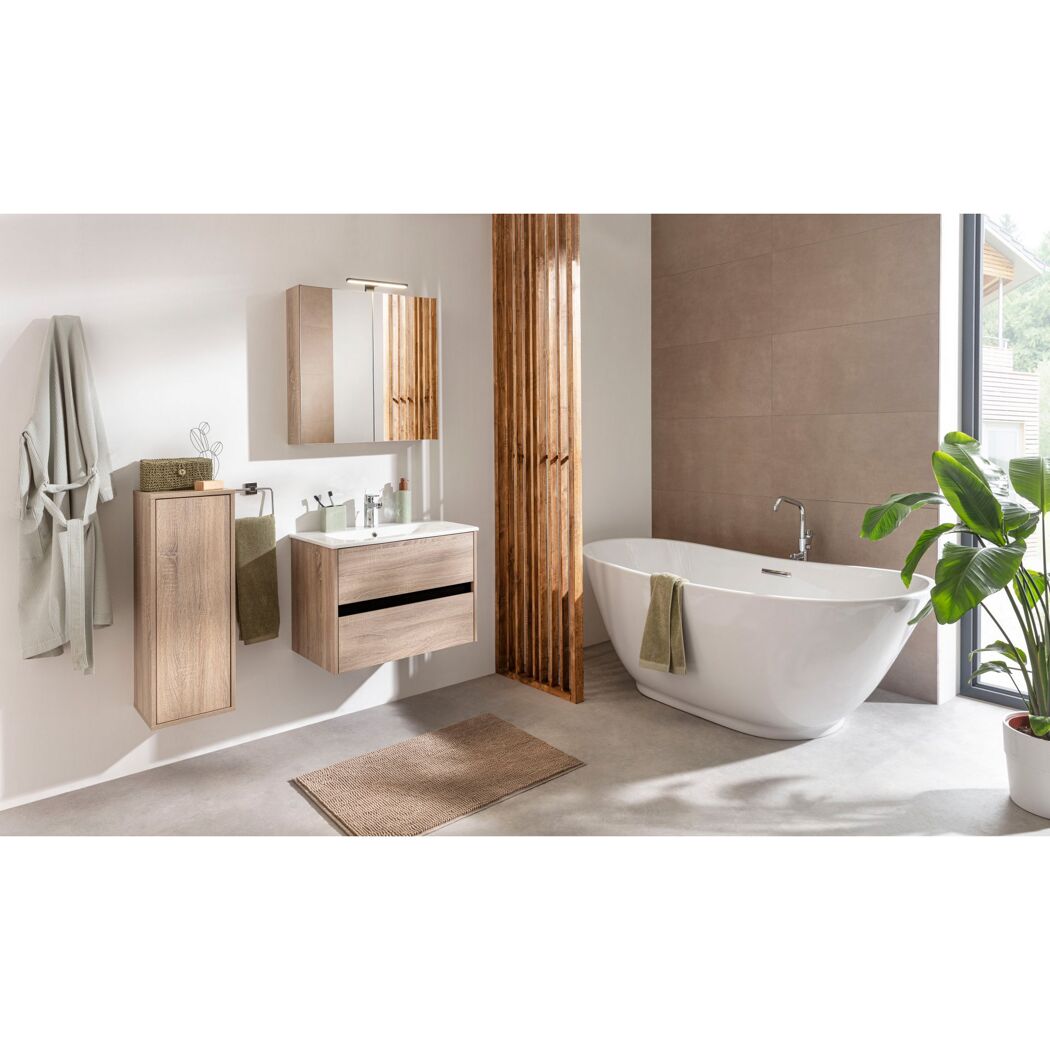 Waschbecken mit Unterschrank 'Compact Line' braun 71 x 51,5 x 46,5 cm