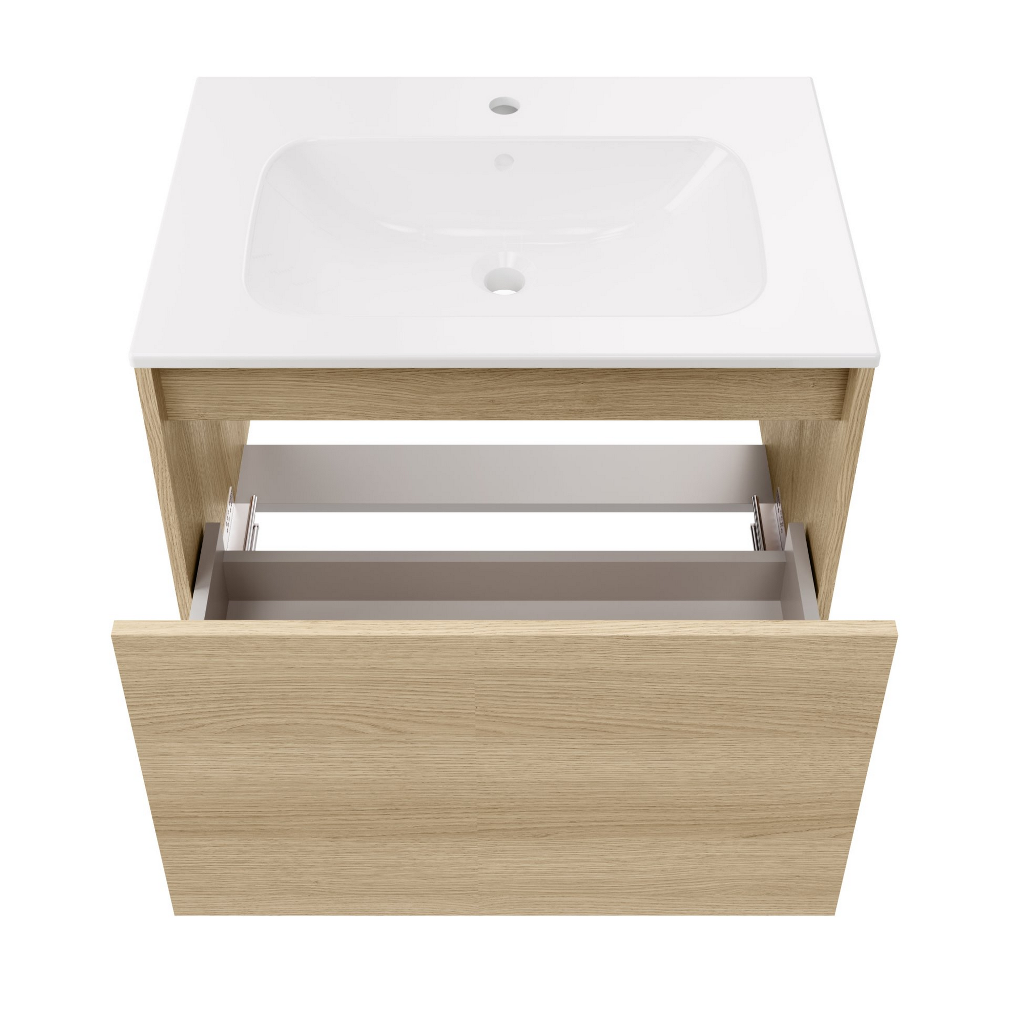 Waschbecken mit Unterschrank 'Compact Line' eichefarben 71 x 51,5 x 46,5 cm