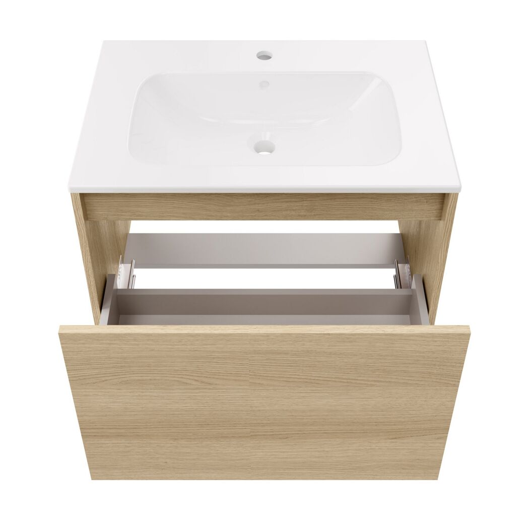 Waschbecken mit Unterschrank 'Compact Line' eichefarben 71 x 51,5 x 46,5 cm