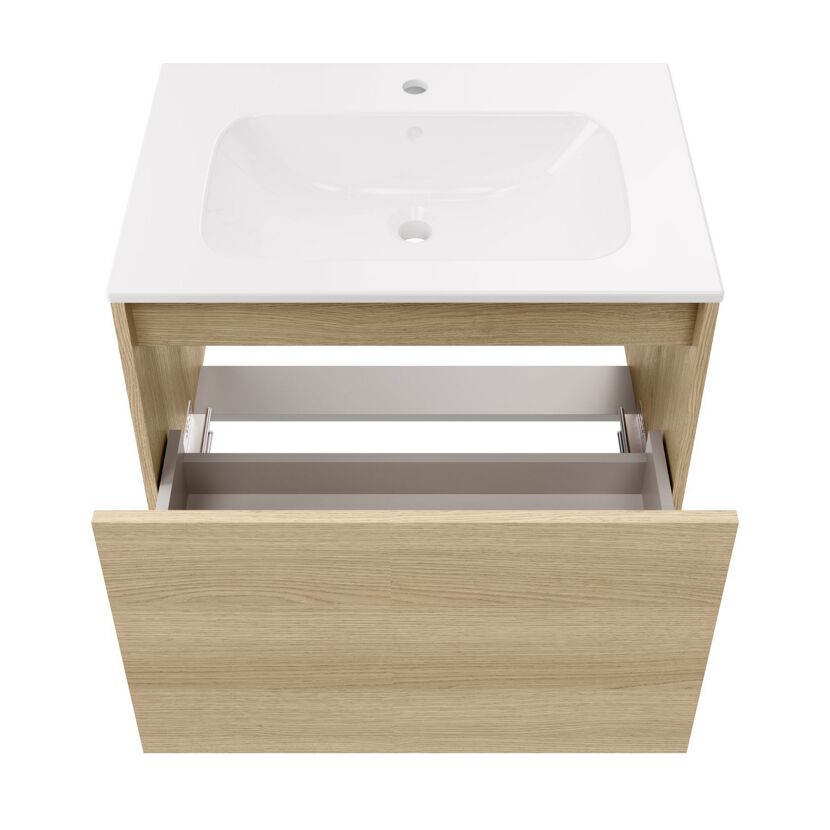 Waschbecken mit Unterschrank 'Compact Line' eichefarben 71 x 51,5 x 46,5 cm
