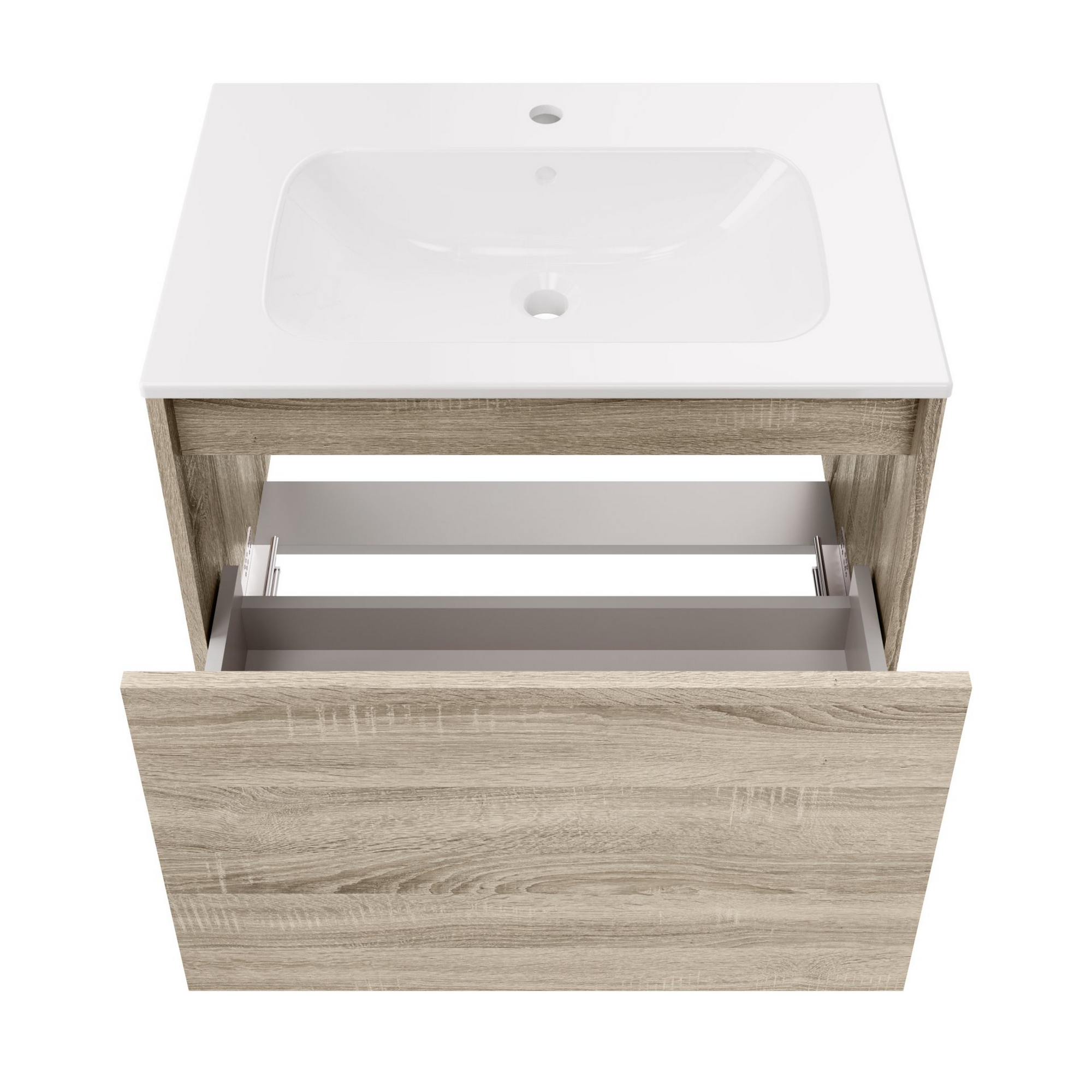 Waschbecken mit Unterschrank 'Compact Line' braun 71 x 51,5 x 46,5 cm