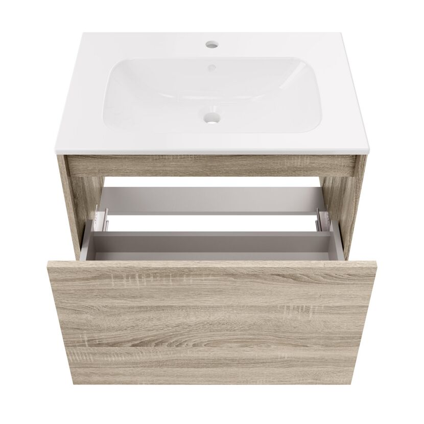 Waschbecken mit Unterschrank 'Compact Line' braun 71 x 51,5 x 46,5 cm
