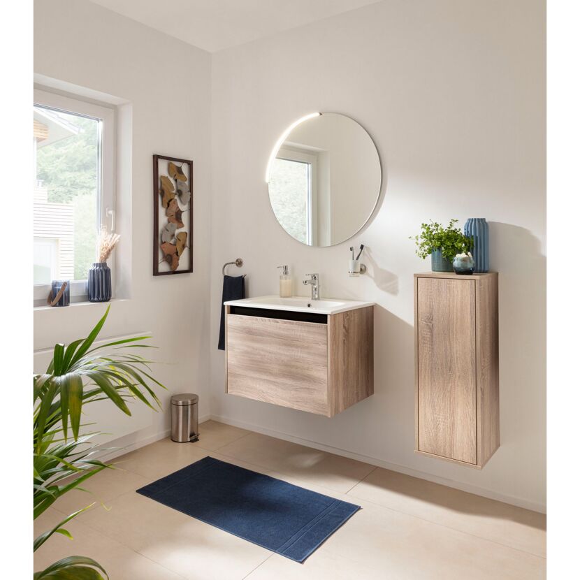 Waschbecken mit Unterschrank 'Compact Line' braun 71 x 51,5 x 46,5 cm