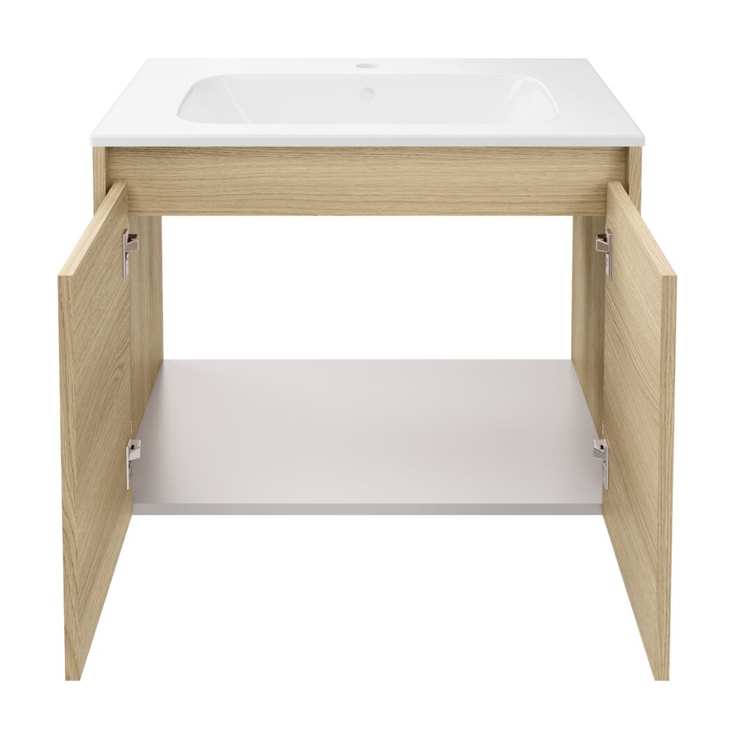 Waschbecken mit Unterschrank 'Compact Line' eichefarben 71 x 51,5 x 46,5 cm