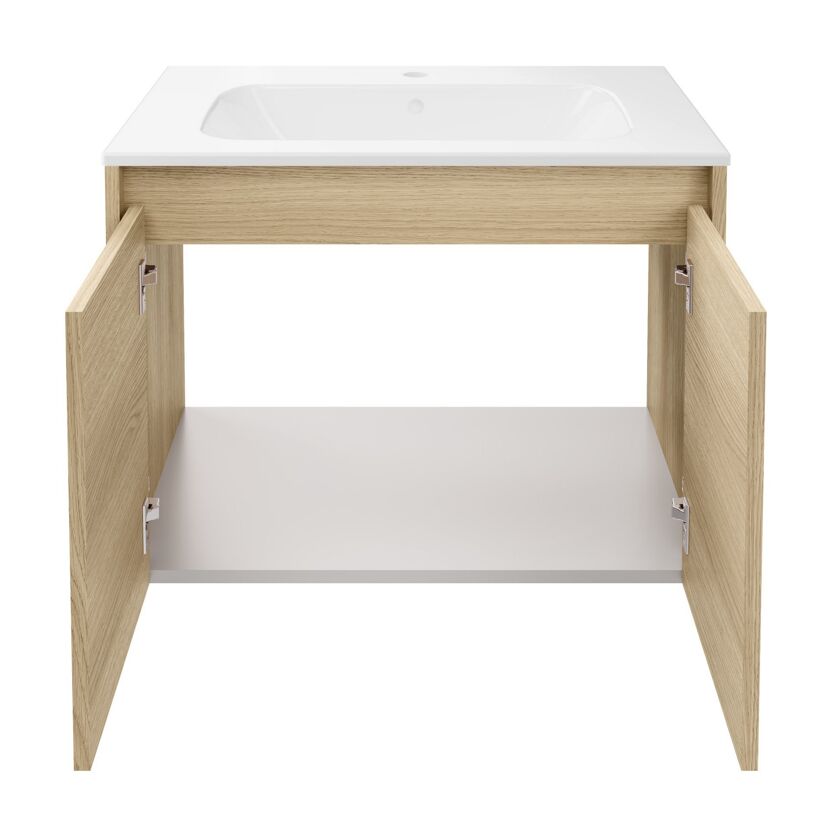 Waschbecken mit Unterschrank 'Compact Line' eichefarben 71 x 51,5 x 46,5 cm