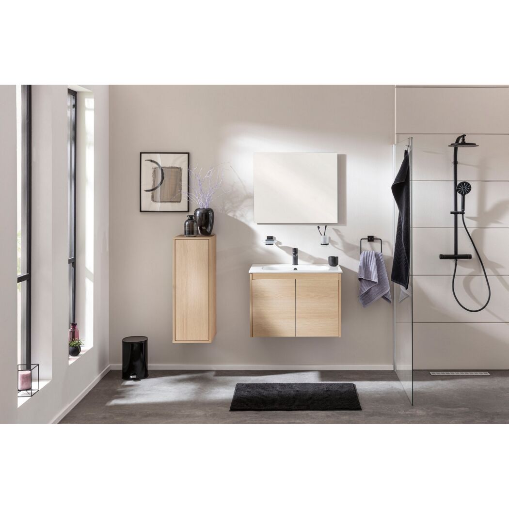 Waschbecken mit Unterschrank 'Compact Line' eichefarben 71 x 51,5 x 46,5 cm