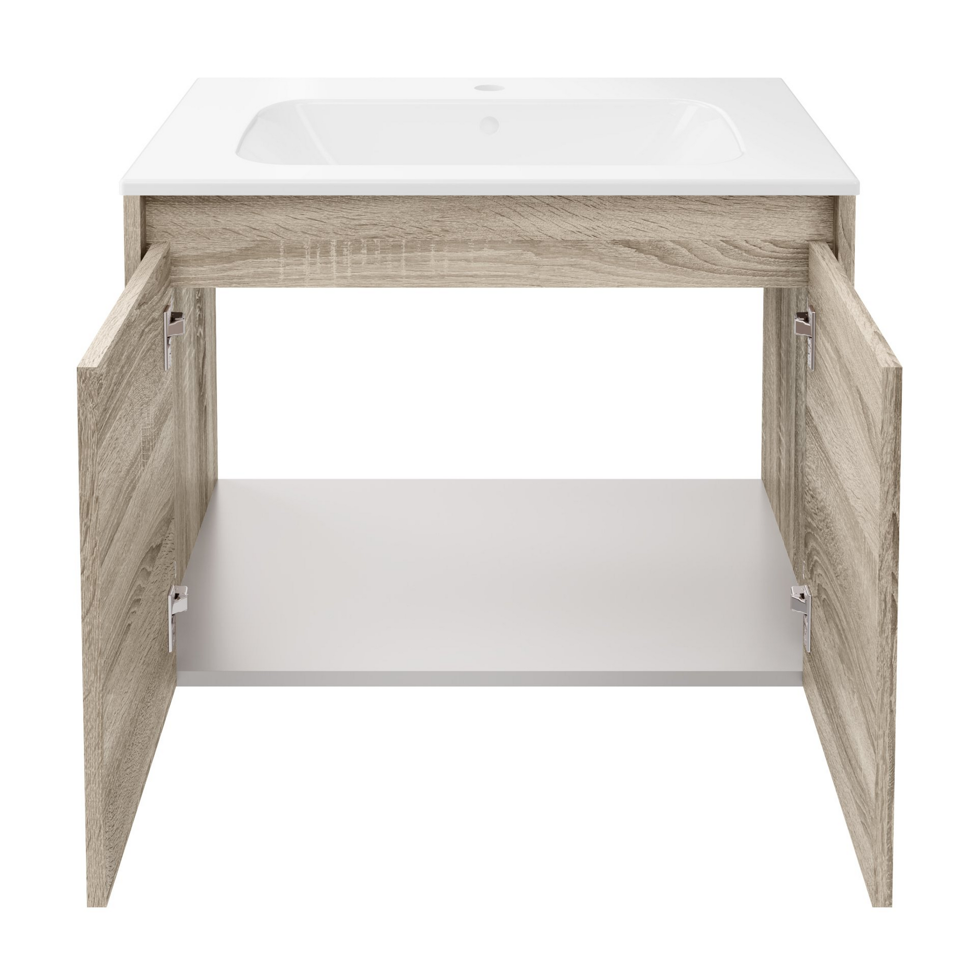 Waschbecken mit Unterschrank 'Compact Line' braun 71 x 51,5 x 46,5 cm