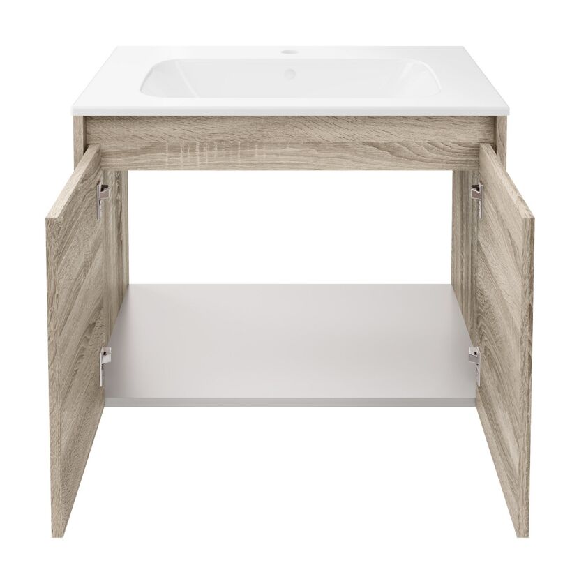 Waschbecken mit Unterschrank 'Compact Line' braun 71 x 51,5 x 46,5 cm