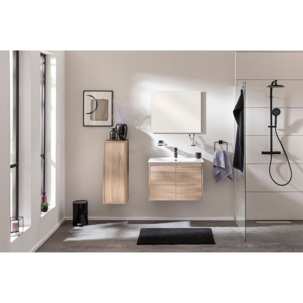 Waschbecken mit Unterschrank 'Compact Line' braun 71 x 51,5 x 46,5 cm