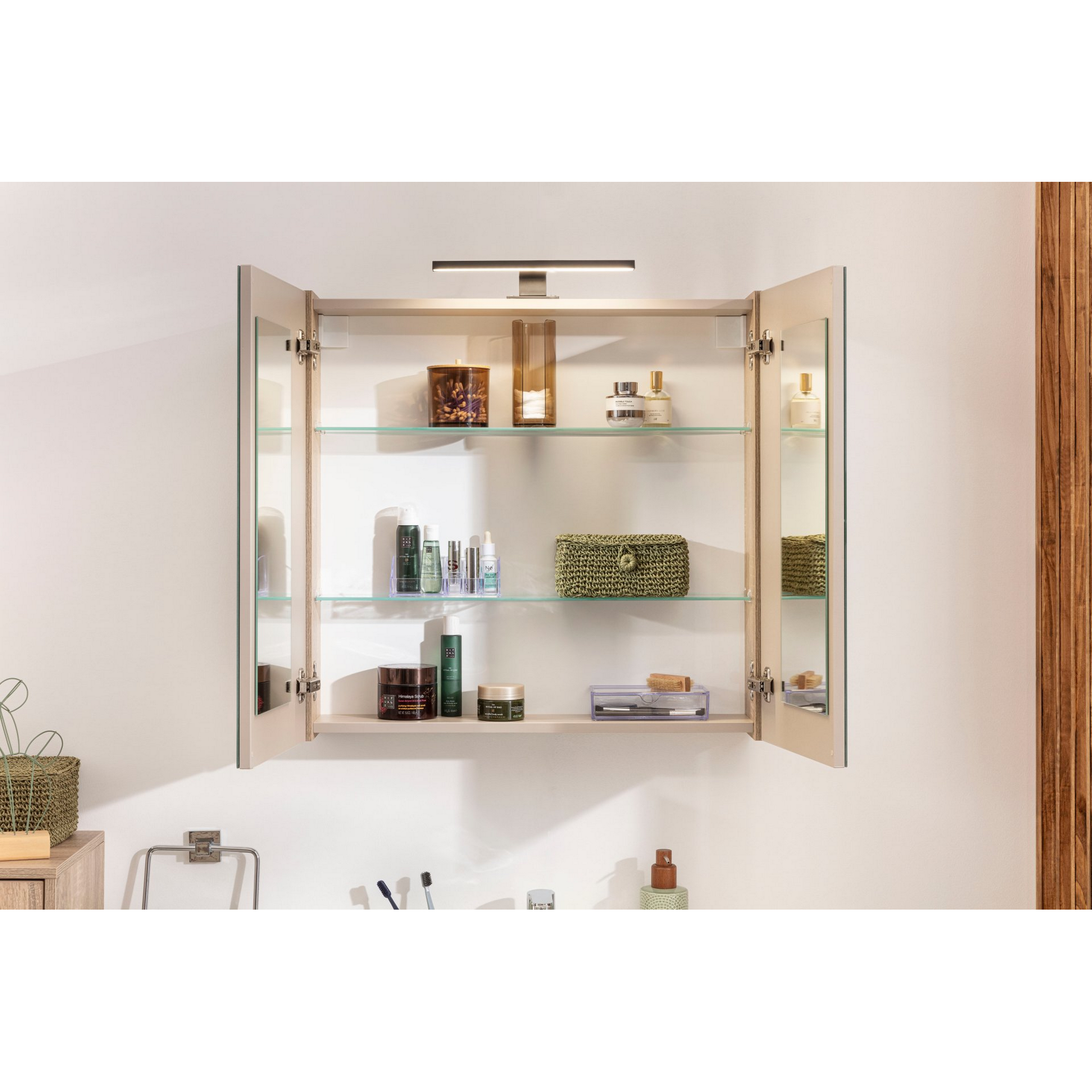 Spiegelschrank 'Compact Line' braun 70 x 68 x 15,6 cm
