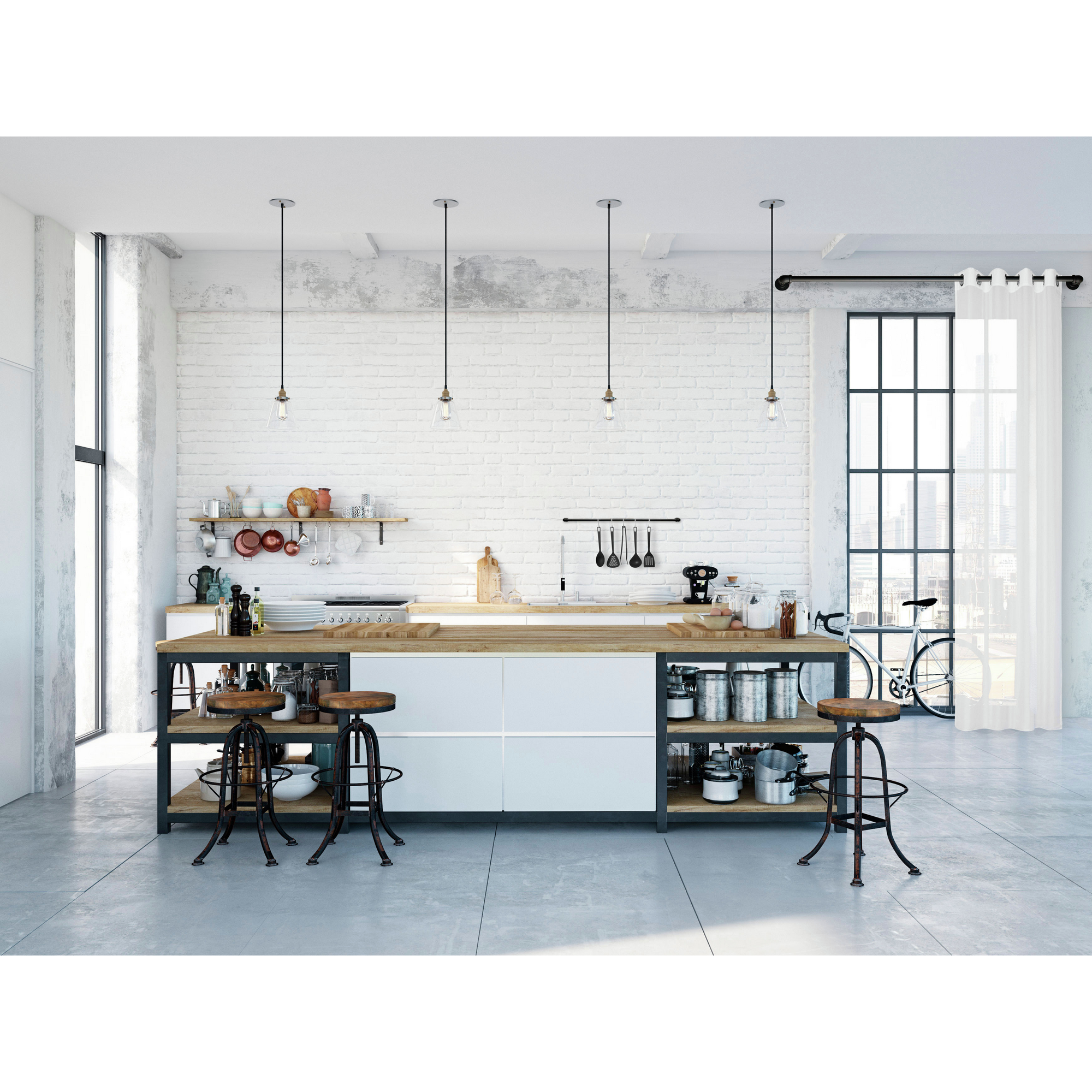 Gardinenstange 'Industrial Home' schwarz Ø 25 x 2400 mm