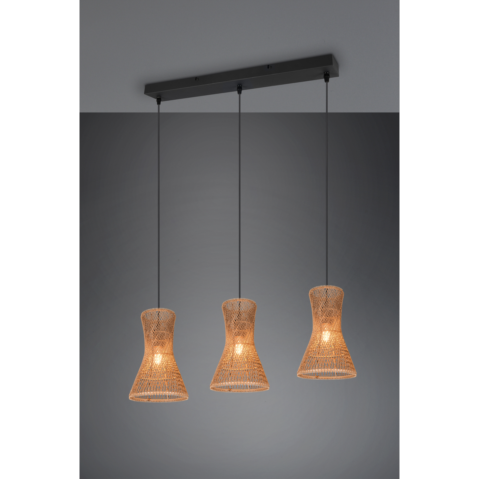 Pendelleuchte 'Bijou' Rattan 3-flammig