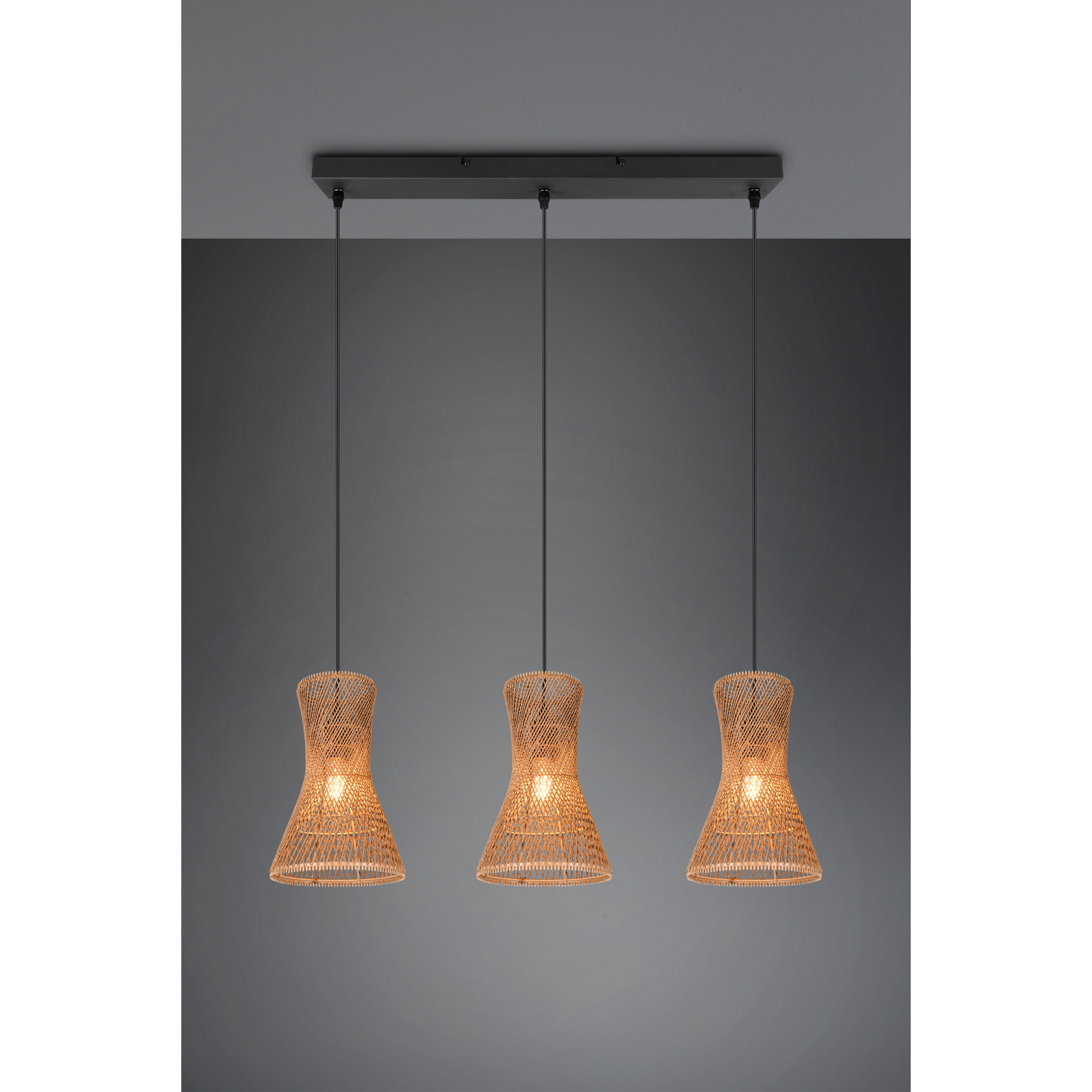 Pendelleuchte 'Bijou' Rattan 3-flammig
