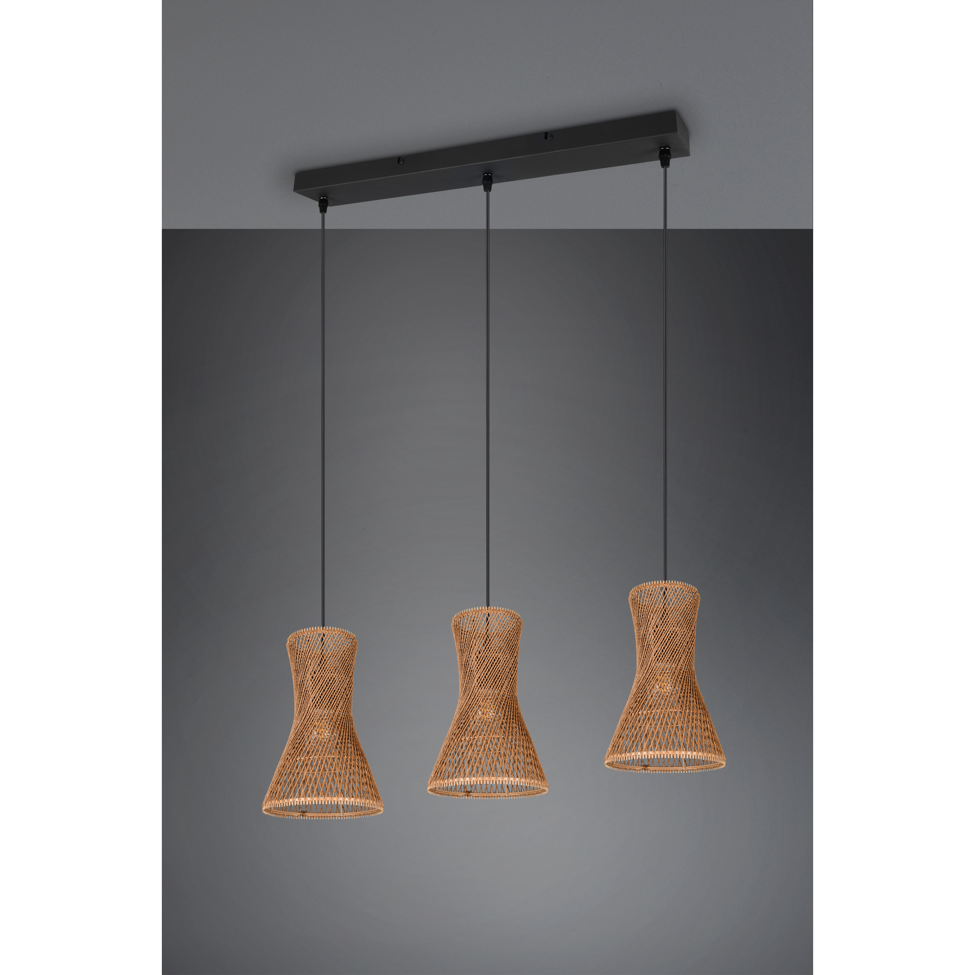Pendelleuchte 'Bijou' Rattan 3-flammig