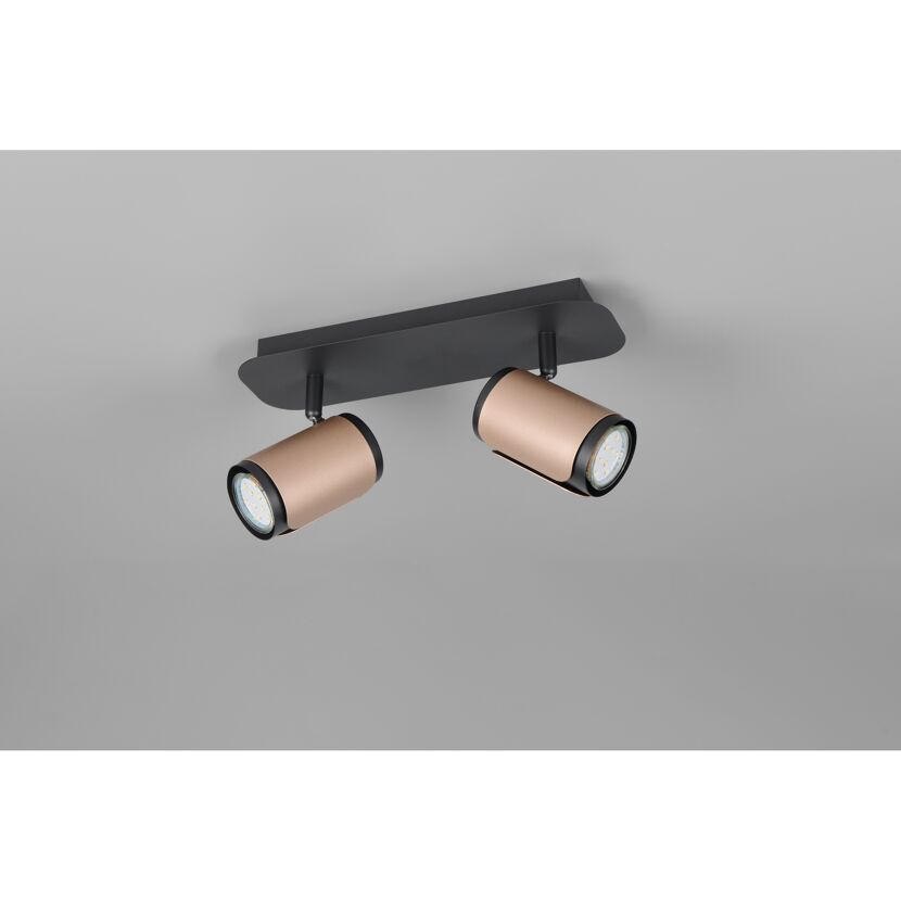 LED-Spot 'Gillan' Metall schwarz/kaffeefarben 2-flammig 10 W