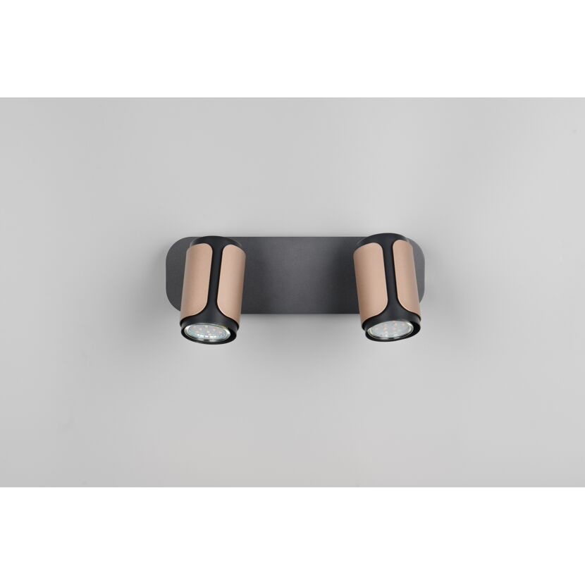 LED-Spot 'Gillan' Metall schwarz/kaffeefarben 2-flammig 10 W