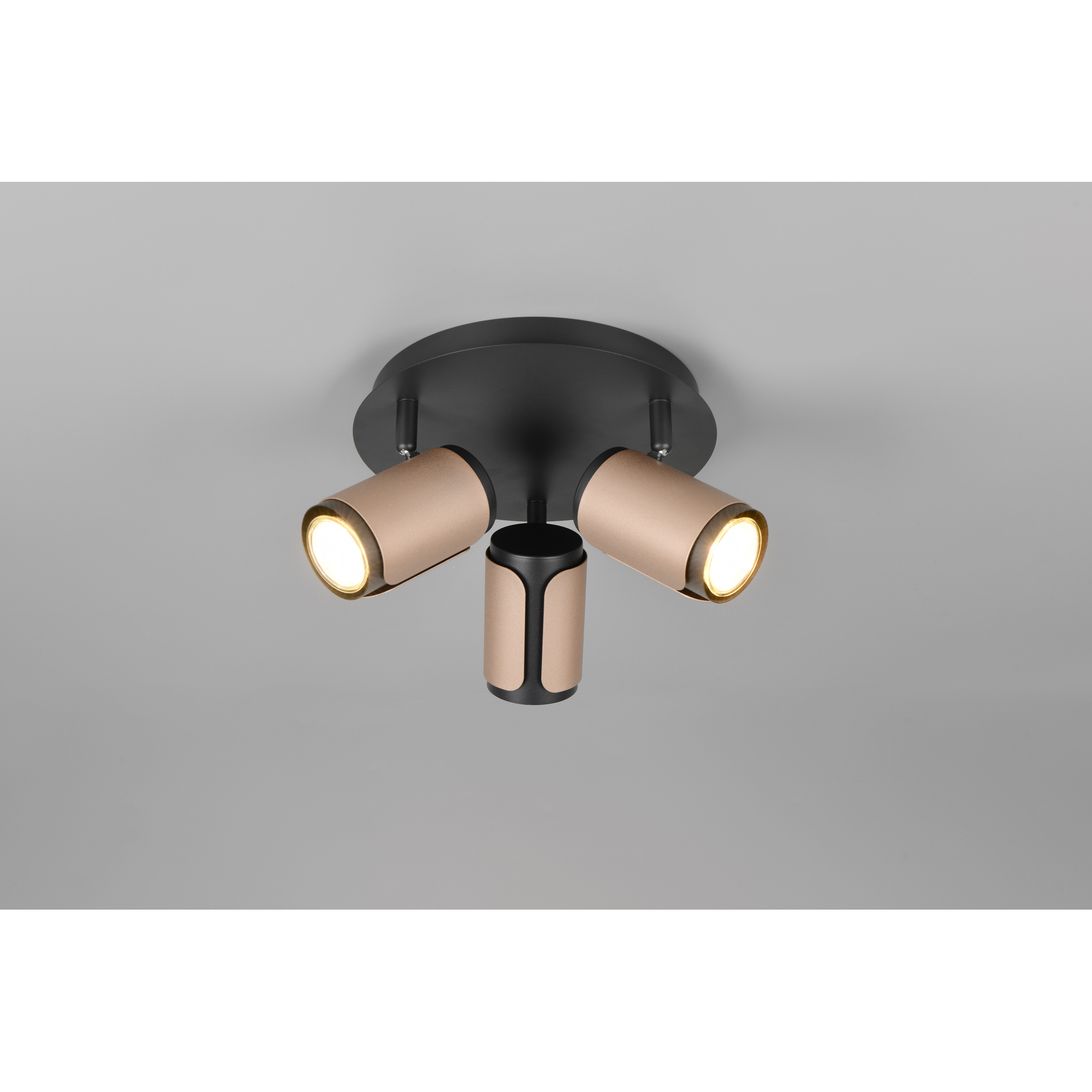 LED-Spot 'Gillan' Metall schwarz/kaffeefarben 3-flammig 10 W