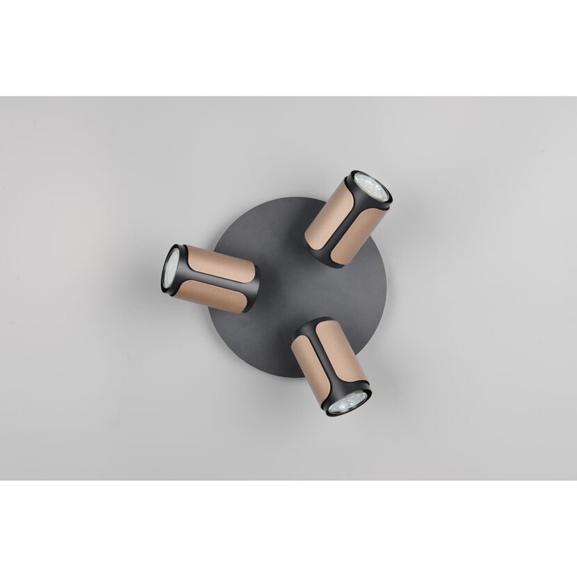 LED-Spot 'Gillan' Metall schwarz/kaffeefarben 3-flammig 10 W