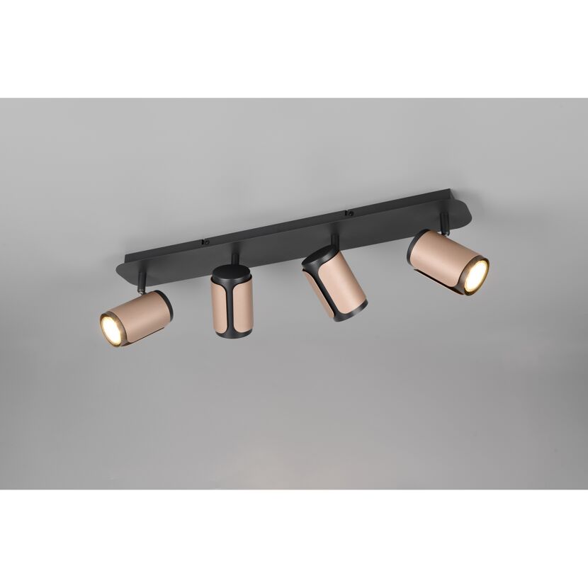 LED-Spot 'Gillan' Metall schwarz/kaffeefarben 4-flammig 10 W