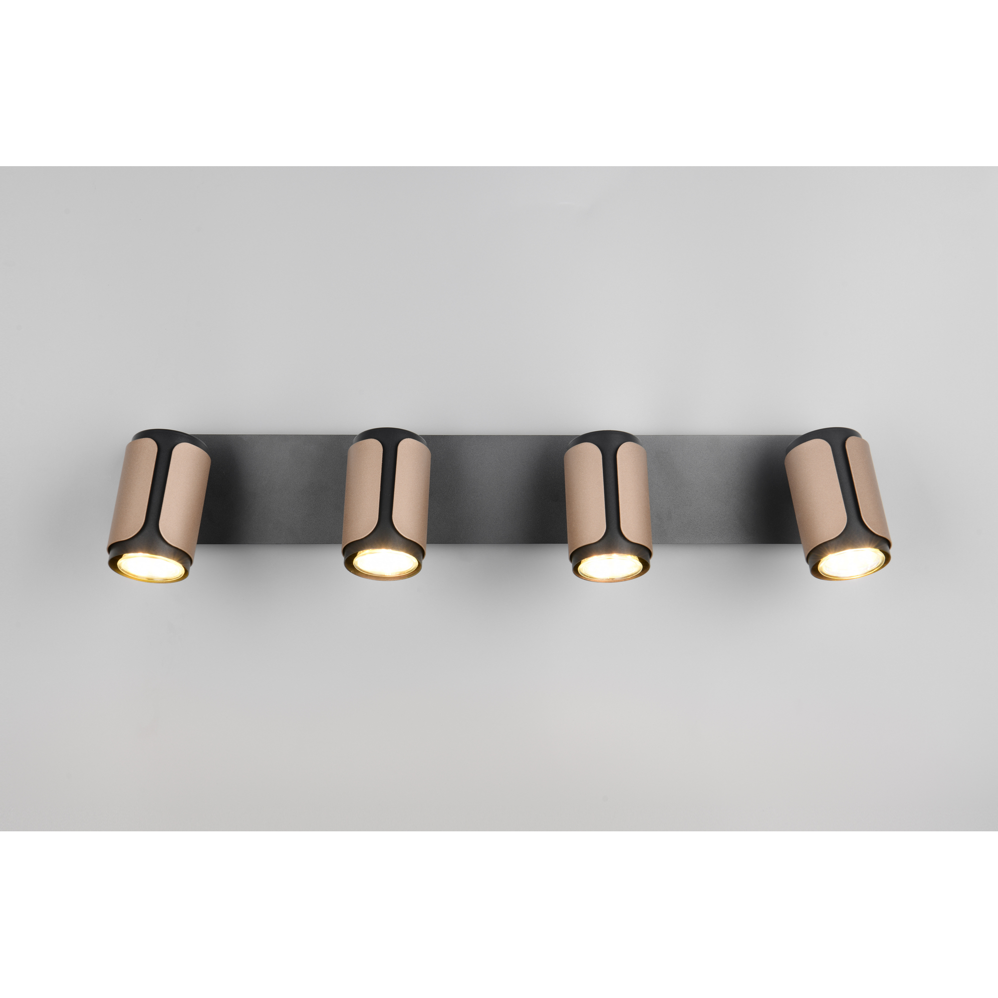 LED-Spot 'Gillan' Metall schwarz/kaffeefarben 4-flammig 10 W