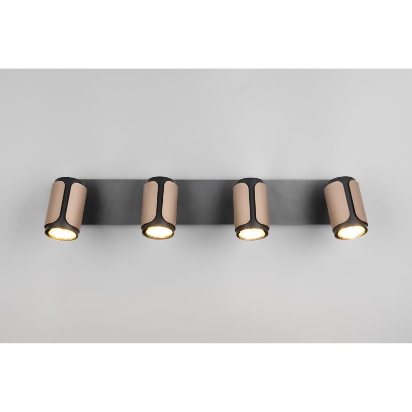 LED-Spot 'Gillan' Metall schwarz/kaffeefarben 4-flammig 10 W