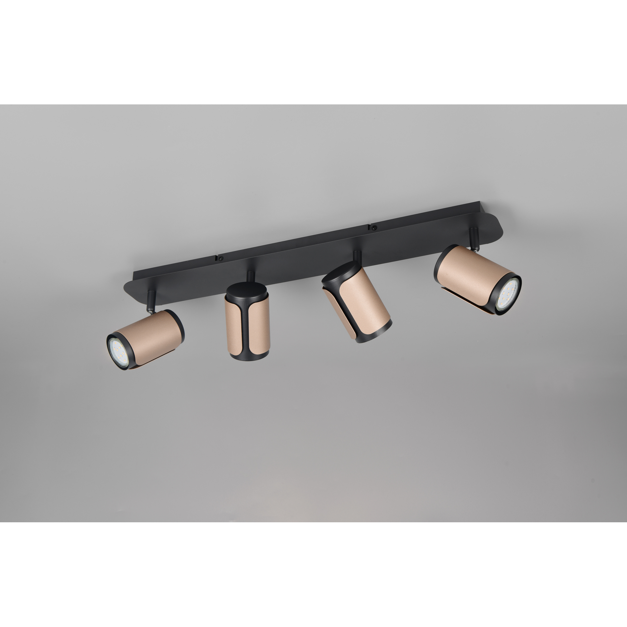 LED-Spot 'Gillan' Metall schwarz/kaffeefarben 4-flammig 10 W