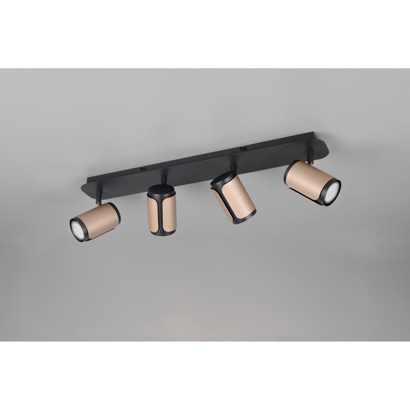 LED-Spot 'Gillan' Metall schwarz/kaffeefarben 4-flammig 10 W