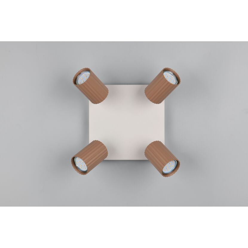 LED-Spot 'Soka' Metall kaffeefarben/grau 4-flammig 10 W