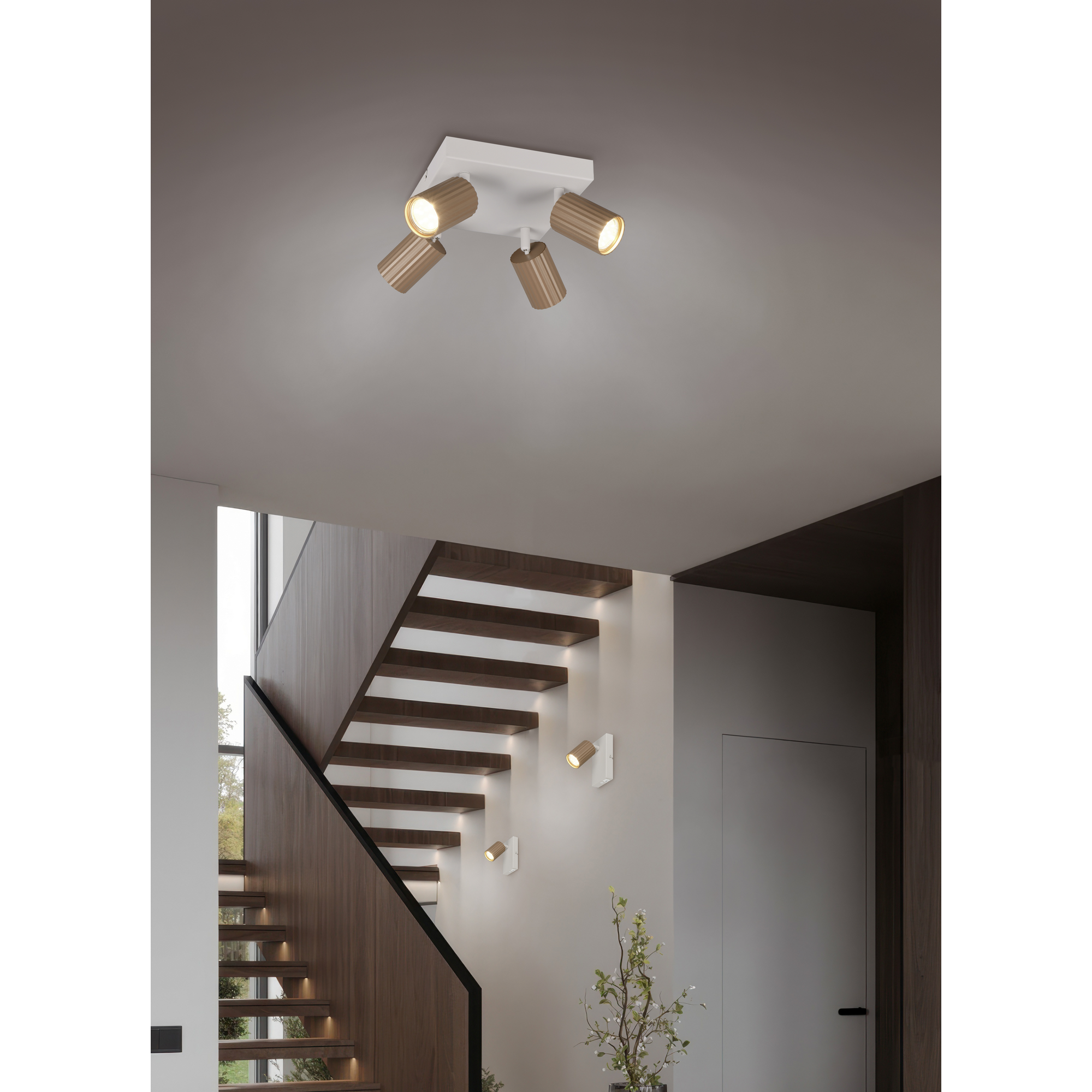 LED-Spot 'Soka' Metall kaffeefarben/grau 4-flammig 10 W